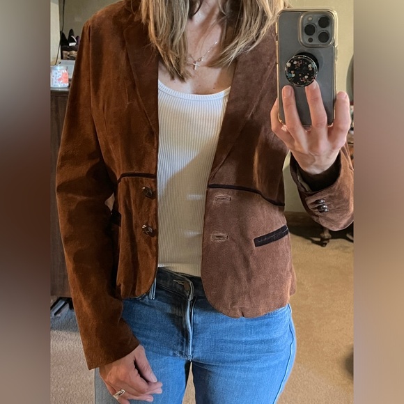 Wilson’s Genuine Leather Brown Leather Jacket/Blazer w/velvet trim-Small-EUC! - Picture 9 of 12